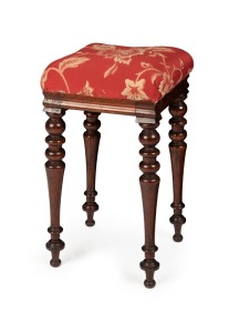 An antique Australian blackwood bar stool with finely turned legs, Tasmanian origin, circa 1850, 81cm high
