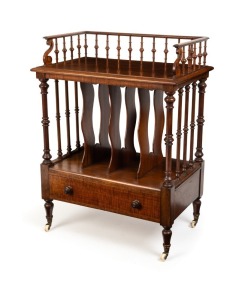 GEORGE THWAITES (attributed) of Melbourne, fine quality Australian blackwood Canterbury with beautifully turned gallery and single drawer to the base, circa 1860, 85cm high, 65cm wide, 41cm deep