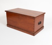 An antique Australian cedar blanket box with iron carrying handles, 19th century, 42cm high, 86cm wide, 47cm deep