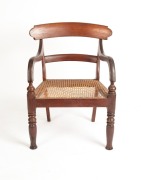 An antique Australian cedar spade back gentleman's library chair with rattan upholstery (A/F), Sydney origin, mid 19th century, - 2