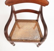 An antique Australian cedar spade back gentleman's library chair with rattan upholstery (A/F), Sydney origin, mid 19th century, - 3