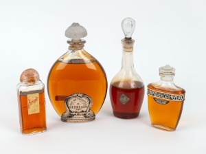 Four assorted French perfume and eau de cologne bottles including GUERLAIN and AIMANT COTY, the largest 17cm high