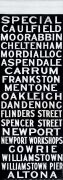 MELBOURNE TRAIN DESTINATION ROLL: Special, Caulfield, Moorabbin, St Kilda, Port Melbourne, Belgrave, Lilydale, Coburg, Flinders Street, etc. 20th century, ​​​​​​​690 x 87cm - 2