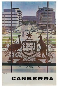 CANBERRA: Photographic poster titled "Hobart Place. Canberra." Printed in Australia by V.C.N Blight, c.1969, Government Printer for Canberra Tourist Bureau. 99 x 64cm.