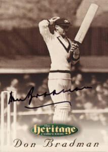 1995 Futera "The Heritage Collection - A Collection of Great Australian Cricketers", complete set [60], with 58 of the cards signed, including Don Bradman, Ray Lindwall, Neil Harvey & Graham McKenzie. VG in special box of issue. Numbered "154/500".