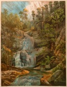 NICHOLAS CHEVALIER (1828-1902), I.) Refuge Cove, Wilson's Promontory, II.)&nbsp;Ferntree Gully, Mount Useful, Gipps Land, III.)&nbsp;Serpentine Creek Falls, McAlister River, Gippsland, three chromolithographic prints by Charles Troedel laid down on backing card; tw - 2