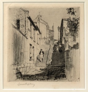 LIONEL ARTHUR LINDSAY (1874-1961), Ferry Lane, The Rocks, dry point etching, signed lower left and titled in plate, 15 x 14cm, 35 x 32cm overall