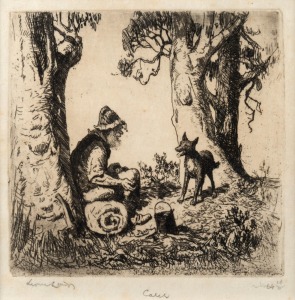 LIONEL ARTHUR LINDSAY (1874-1961), Catch, dry point etching, signed and titled in the lower margin, 12 x 12cm, 32 x 31cm overall