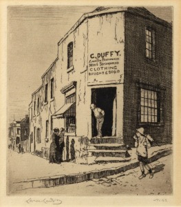 LIONEL ARTHUR LINDSAY (1874-1961), C. Duffy Pawn Broker, dry point engraving, signed lower left in pencil "Lionel Lindsay", 15 x 13cm, 35 x 32cm overall