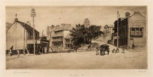 LIONEL ARTHUR LINDSAY (1874-1961), Miller Street, dry point engraving, signed and titled in the lower margin, 14 x 26m, 32 x 46cm overall