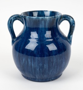 JOHN CAMPBELL blue glazed pottery two handled vase, incised "John Campbell, 1934", 15.5cm high