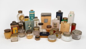 TALC, OINTMENTS & COSMETICS, vintage range of jars, tins and bottles, (29 items), ​​​​​​​the largest 15cm high