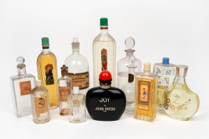 Fifteen assorted antique and vintage perfume and eau de cologne dispensary&nbsp;bottles, ​​​​​​​the largest 35cm high