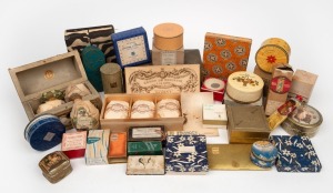 Thirty assorted cosmetics boxes, some with original contents, plus a range of soaps in paper packaging