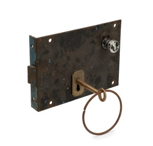 PENTRIDGE PRISON original cell door lock with later key, circa 1852, working order, 25.5 x 18cm