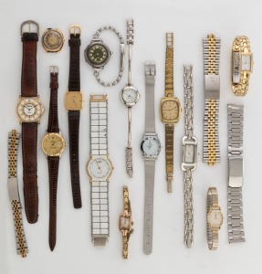 Thirteen assorted vintage wristwatches including a 9ct gold cased example, plus a silver cased example retailed by Catanach's of Melbourne