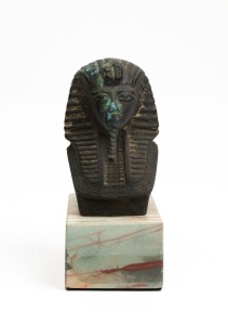A vintage spelter and onyx Pharaoh&nbsp;bust, early 20th century, ​​​​​​​13cm high