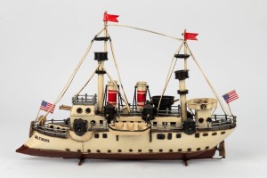 "THE BALTIMORE" hand-painted model ship, late 20th century, ​​​​​​​25cm high, 38cm long