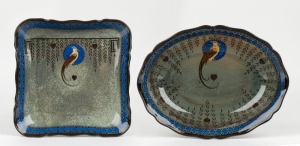 ROYAL DOULTON&nbsp;"Titanian"&nbsp;two English porcelain serving bowls with bird motif, circa 1930, factory mark to bases, the larger 28cm wide
