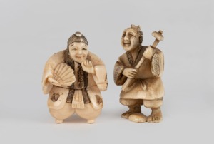 Two antique Japanese carved ivory netsuke, Meiji period, 20th century, ​​​​​​​4.5cm and 5cm high