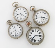 Four antique crown wind pocket watches in metal cases, including CYMA with South Australian Railways engraved back, SHEPPO&nbsp;and Swiss examples, 19th/20th&nbsp;century,