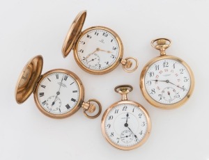 Four assorted antique gold plated pocket watches, 19th/20th century