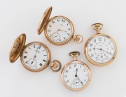 Four&nbsp;assorted antique gold plated pocket watches, 19th/20th century