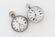 An antique sterling silver cased pocket watch retailed by Kendal & Dent of London, with key wind movement; together with a crown wind silver cased pocket watch with subsidiary seconds dial, 19th century, (2 items)