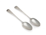 A pair of Georgian sterling silver tablespoons, by Stephen Adams of London, circa 1777, 21cm long, 118 grams total
