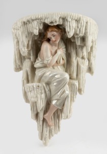 ROYAL WORCESTER "Four Seasons" antique English porcelain wall bracket, circa 1880, impressed factory mark to reverse, 22.5cm high