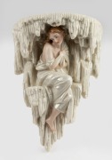 ROYAL WORCESTER "Four Seasons" antique English porcelain wall bracket, circa 1880, impressed factory mark to reverse, 22.5cm high
