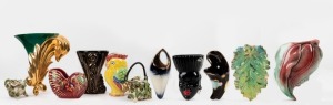 Assorted vintage porcelain vases, wall pockets tea ware, etc, (11 items), the largest 26cm high