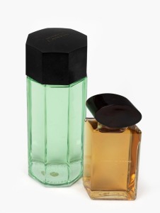 LAVIN "MONSIEUR" and "MYSTERE DE ROCHAS" point of sale display advertising bottles, (2 items), 23.5cm and 16.5cm high