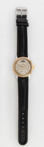 ORIS automatic wristwatch with calendar dial, moonphase, and skeleton back, 3.7cm wide including crown