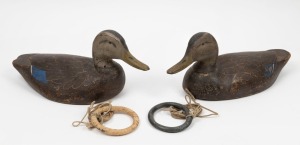 Two vintage decoy ducks, carved and hand-painted timber, 19/20th century, ​​​​​​​42cm long