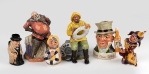 Five assorted ROYAL DOULTON statuettes and character jugs; together with a SHORTER & SON jester jug, 20th century, (6 items), the largest 17cm high