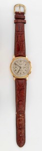 A vintage Swiss chronograph automatic wristwatch in 18ct gold case, (note: crown detached), 4cm wide