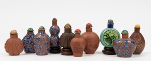 Ten assorted Yixing and Beijing enamel Chinese scent bottles, housed in a fitted silk lined box, 20th century, ​​​​​​​the box 31cm wide