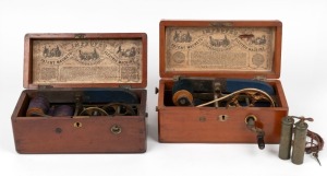 Two IMPROVED MAGNETO-ELECTRIC MACHINES in mahogany cases, 19th century, 26cm wide