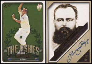 2009-12 cricket cards, noted 2010 Select "Ashes Series Collection" [50]; 2011 Cricket Australia "Australian Test Cricket Captains" [44]. G/VG. (832).