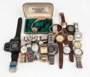Eighteen assorted wristwatches including SEIKO, CYMA, and PRO TREK "GPS NAVIGATION" watch.