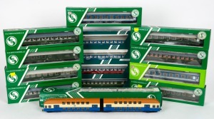 MODEL RAILWAYS: SACHSENMODELLE: Group of Passenger HO-scale carriages including a set of 4 Sleeping Car Set (14020), DR Doppelstockzug Passenger Car (14311), SZD Sleeping Car (14328/3). All as new in original boxes. (13 carriages)