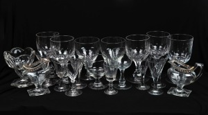 Assorted antique glasses, jugs and a bon bon dish, mostly 19th century, (19 items), the largest 17cm high