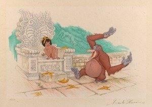 THE JUNGLE BOOK set of four serigraphs by veteran Disney Animators FRANK THOMAS and OLLLIE&nbsp;JOHNSON, limited editions 21/500 each signed by the artist, all framed. Together with a green cloth covered solander box of issue. (5 items) 28 x 39cm each, 51 x 62