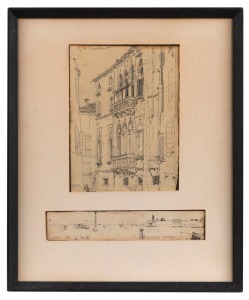 JOSEPH ENGLEHART&nbsp;(1867-1915), I.) Venice, II.) Venezia Campos, two pencil sketches framed together as one, signed upper left, ​​​​​​​31 x 26cm overall