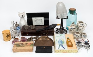 PERFUMES, COSMETICS & MISCELLANEOUS: A large assorted range of perfumes, packaging, sundry items and advertising ware including sunglasses, picture frames, ornaments etc., mixed vintages and condition, (qty)