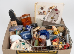 MISCELLANEOUS: Assortment of cosmetic, perfume, advertising ware and sundry items, mixed vintages and condition, (qty). Inspection will reward.