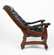 A Colonial Australian blackwood easy chair with green leather diamond button upholstery, mid 19th century,. 87cm high, 63cm across the arms, 87cm deep - 2