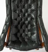 A Colonial Australian blackwood easy chair with green leather diamond button upholstery, mid 19th century,. 87cm high, 63cm across the arms, 87cm deep - 3