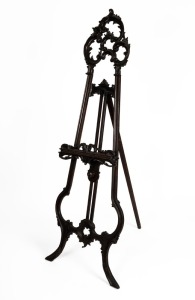 An antique Rococo Revival easel picture stand, mid 19th century, 181cm high
